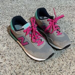 New Balance Women's Gray Sneakers with Pink and Teal Highlights